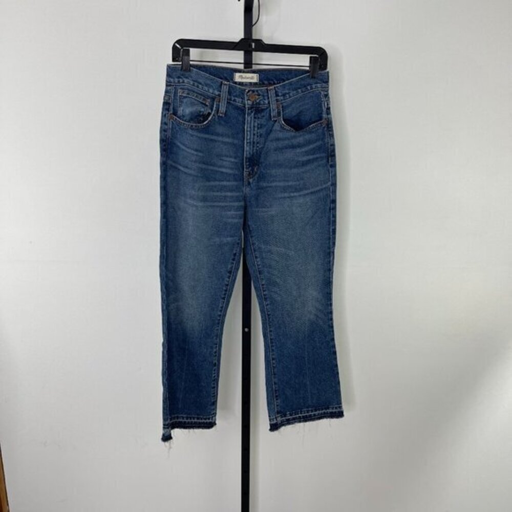 Madewell Women's Blue Denim Mid Rise 5-Pocket Retro Crop Bootcut Jeans Size 26